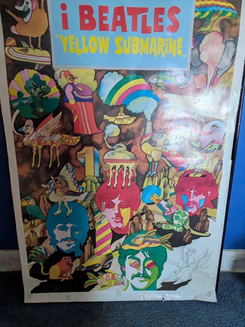 1968 Italian Beatles Yellow Submarine Poster (Rotoedit Version, 70.5 x 100cm)